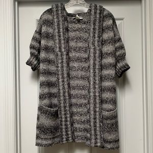 NWOT Gray Marled Short Sleeve Hooded Sweater Sz XS